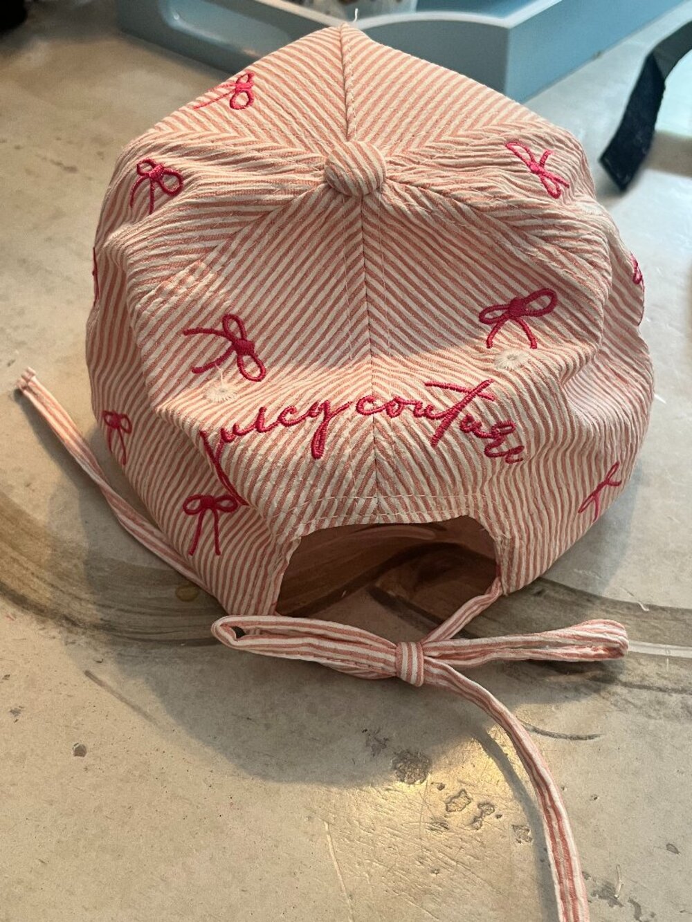 Juicy Couture Striped Seersucker Bow Baseball Cap - Picture 2 of 3